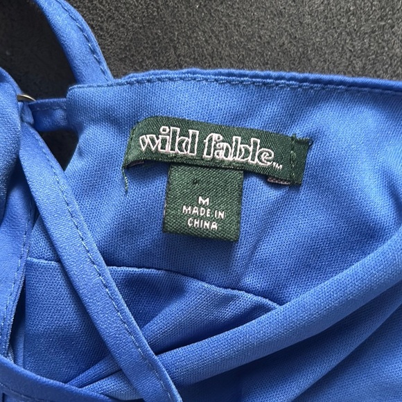 Blue Mini Dress Crisscross Back Sleeveless Ruched Bodycon Party Cocktail - Picture 7 of 7